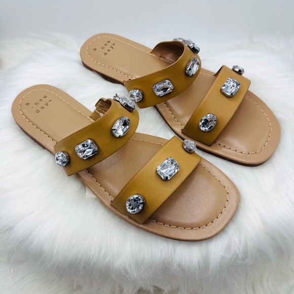 a new day Shoes - Women's A New Day Shoes A New Day Brit Two Band Embellished Sandals size 6.5